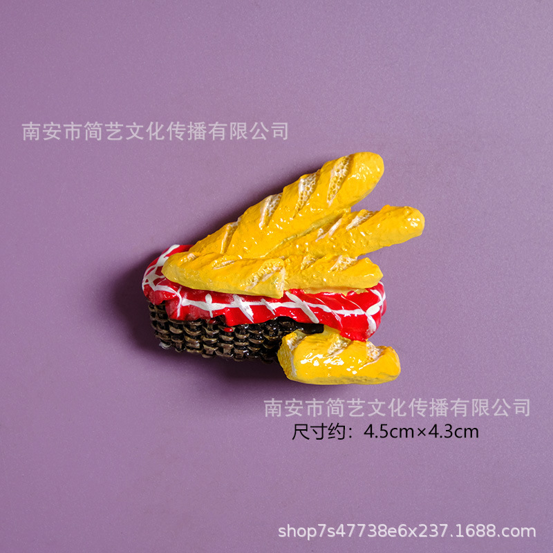 Realistic commemorative fridge magnet, 3D, bread, toast