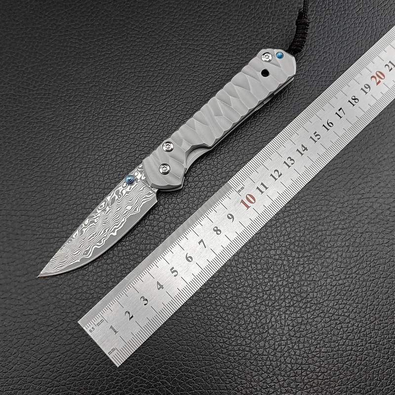 外贸克里斯里夫大马士革钢野营折叠刀高端小刀高硬度户外EDC折刀