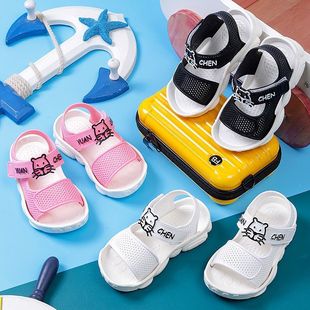 Children's Open Toe Sandals Indoor Toddler Shoes Summer Soft Sole Lightweight Outgoing Waterproof Non-Slip Sandals for Boys and Girls