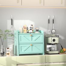 木质复古面包箱台面双层调料品咖啡包收纳置物架水果食物箱