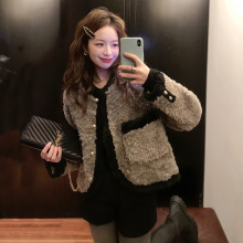 【48小时发货】新款高档小香风外套羊羔毛毛大衣仿獭兔毛皮草外套