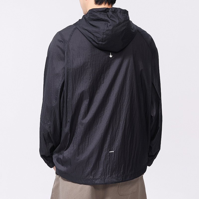 Ropa de protección solar de verano para hombres helado secado rápido abrigo de ocio anti-UV deportes frío ropa de piel negra gruesa