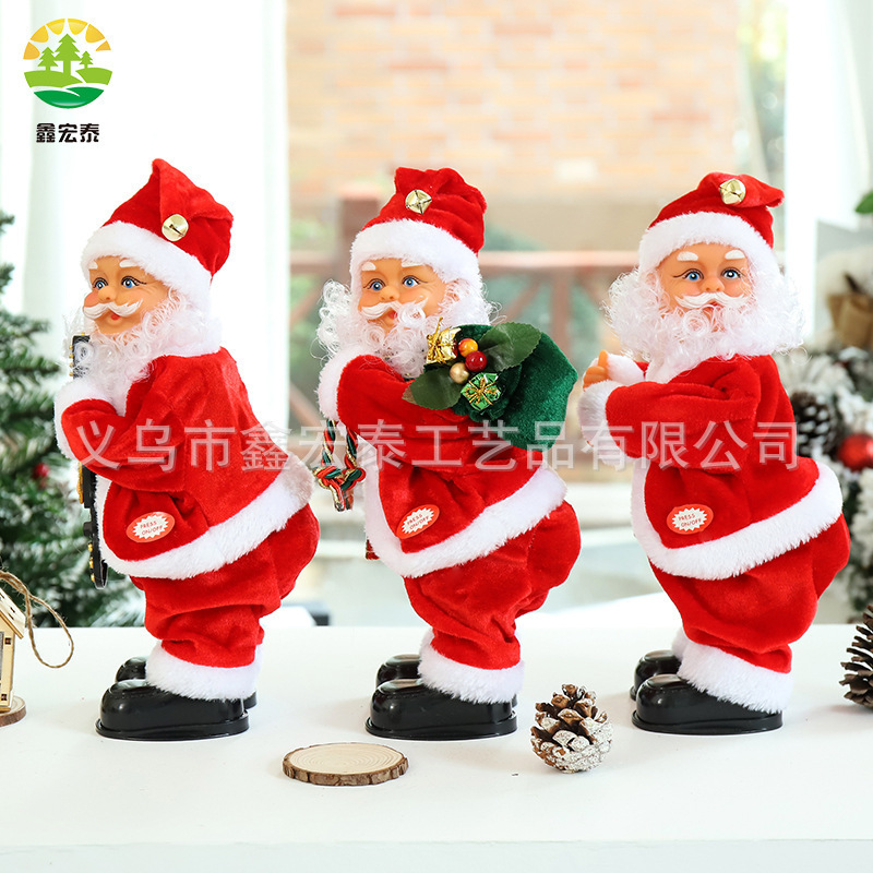 電動サンタクロースのお尻が動く面白い音楽付きウィンドウディスプレイ、クリスマスプレゼント、子供向けギフトおもちゃ|undefined