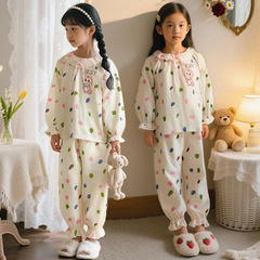 女童睡衣秋季2025新款儿童长袖长裤家居服小女孩春秋薄款绵绸套装