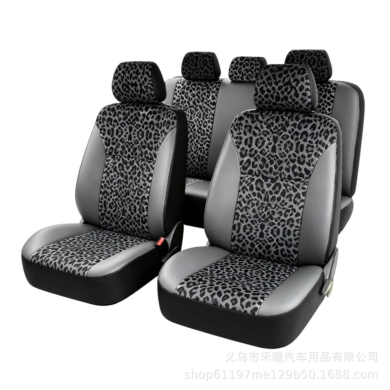 Cross-Border E-Commerce Foreign Trade Car Seat Covers, Universal Leopard Print Leather Material, 9-Piece Set, Suitable for All Seasons