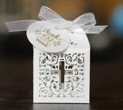 Cross-border hollow candy box wedding new cross flower thank you for your wedding thank you candy box factory in stock wholesale