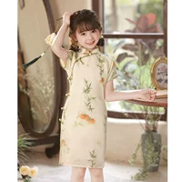 Платье Cheongsam для девочек в древнем стиле династии Хань, новая детская одежда 2025 года, улучшенная новая одежда в стиле шинуазри Guzheng, летняя одежда для выступлений