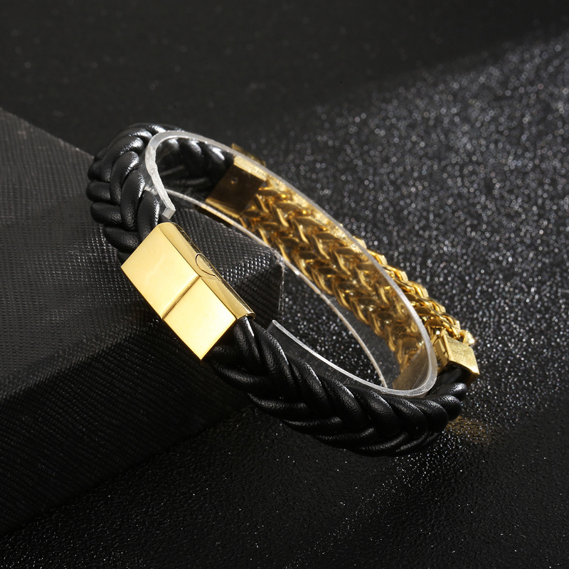 38g Weight 0.03µm Gold Plating Thickness Fashion Round Titanium Steel Plating Chain 18K Gold Plated Vacuum Plating Men'S Bracelets Men's Chain Bracelets