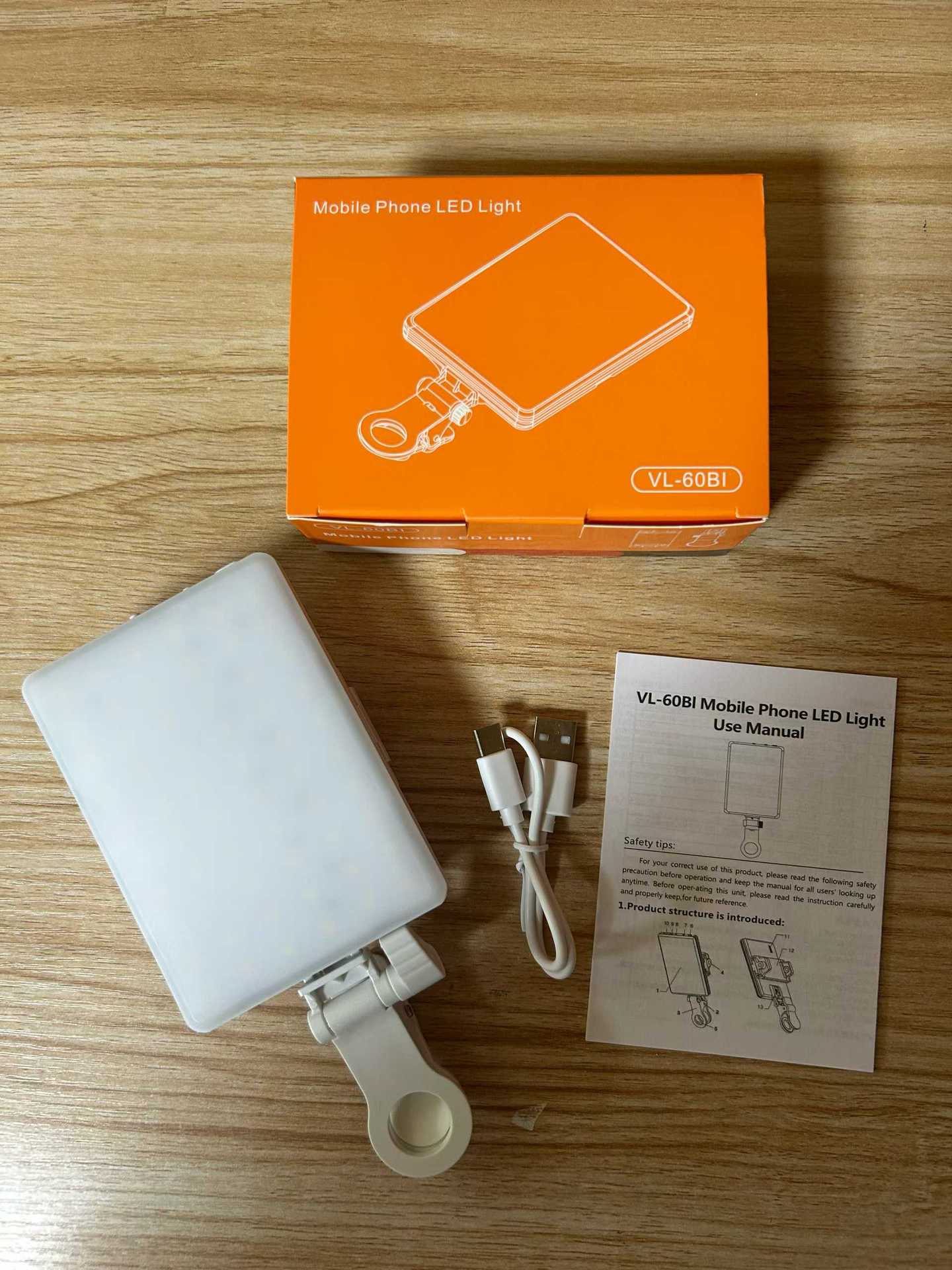 VL-60BI夹子补光灯直播手机拍照摄影专用随身便携式RGB氛围灯补光