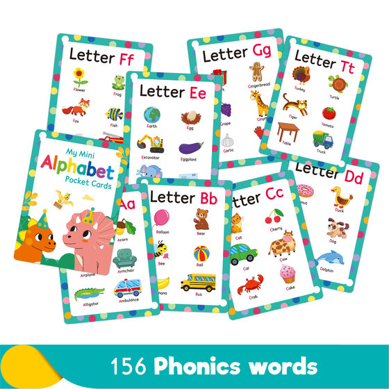 Cross-border New Children Early Education 26 Alphabet Phonetic Pocket Card Learning English Words Card Educational Toys
