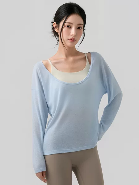 Women's new sports top, quick-dry mesh yoga cover-up, Pilates training wear, tennis fitness set, long-sleeved outerwear