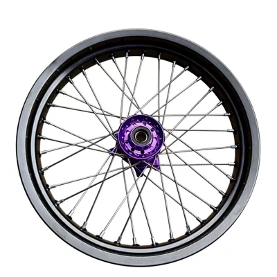 Motorcycle wheel hub modified front 2.50-17 and rear 3.50-17 - front-wheel-hub-core-is-purple