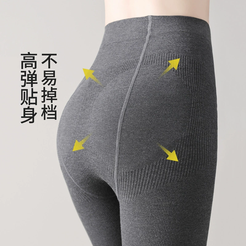 Autumn thin leggings, demi-season trousers, black warm tights, fitted, high waist, wholesale