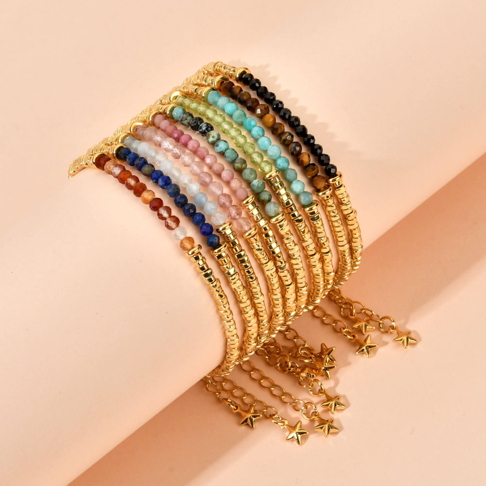 natural stone Material Ethnic Style Color Block Natural Stone Beaded Plating Bracelets