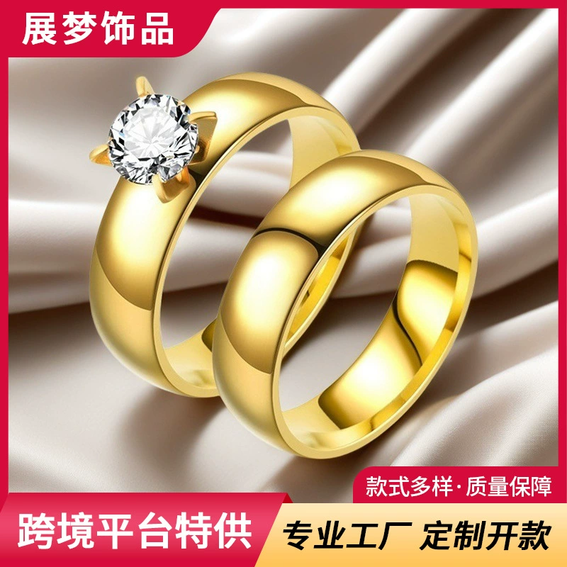 2025 новая европейская и американская мода из нержавеющей стали пара кольцо простой ниши высокого уровня дизайн круг циркон кольцо