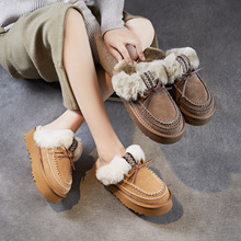 2025冬季新款毛毛鞋勃肯鞋真皮羊毛雪地靴厚底加绒女外穿毛口拖鞋