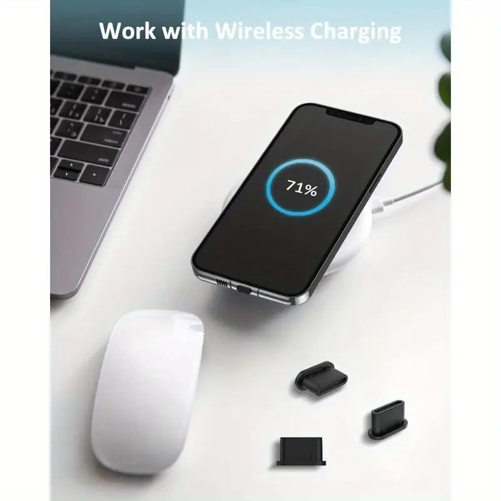7'si 1 arada toz geçirmez set Tip-C veri portu USB toz geçirmez fiş cep telefonu şarj portu silikon toz geçirmez fiş fırça ile