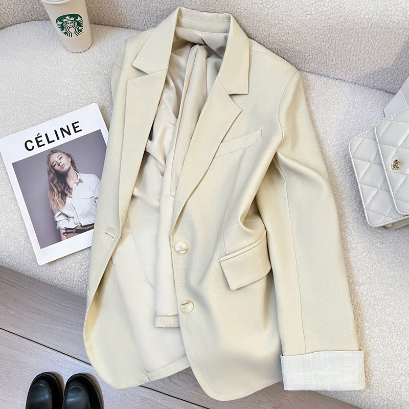 Beige Super Stylish High-End Women's Blazer 2026 Spring New Korean Design Casual Versatile Small Suit
