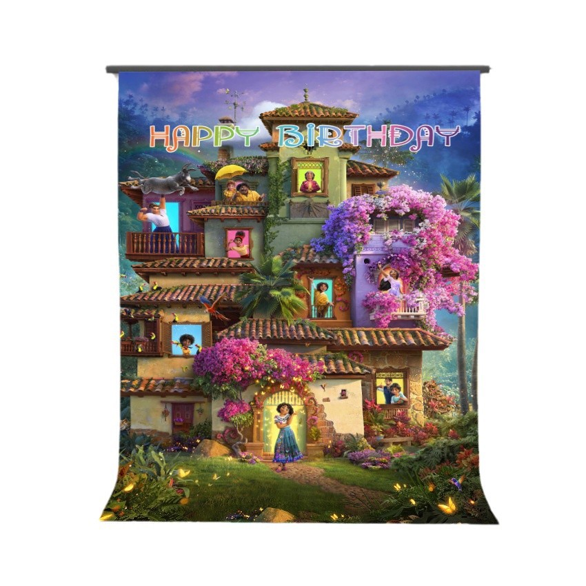 Comercio exterior magia Full House niños cumpleaños fiesta decoración suministros fotografía Fondo tela transfronteriza bandera exclusiva