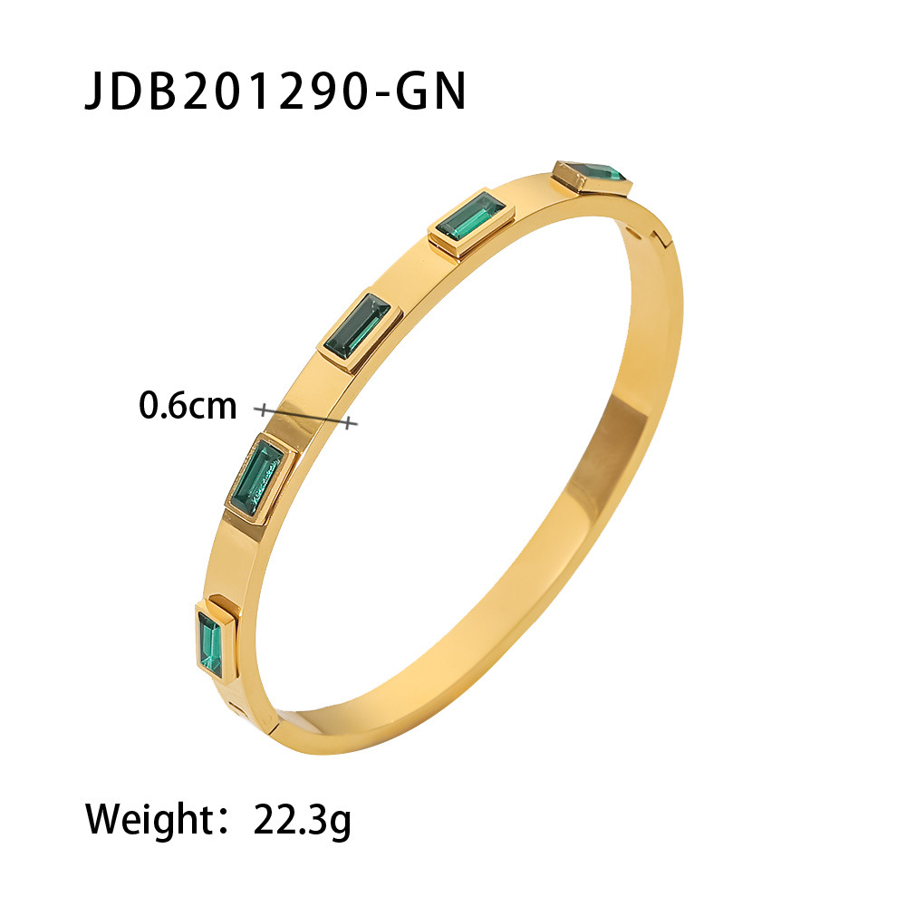 JEDING Europa y América pulsera de zircon de acero inoxidable pulsera de nicho de alto nivel 18k oro titanio anillo de acero joyas de mano transfronterizas
