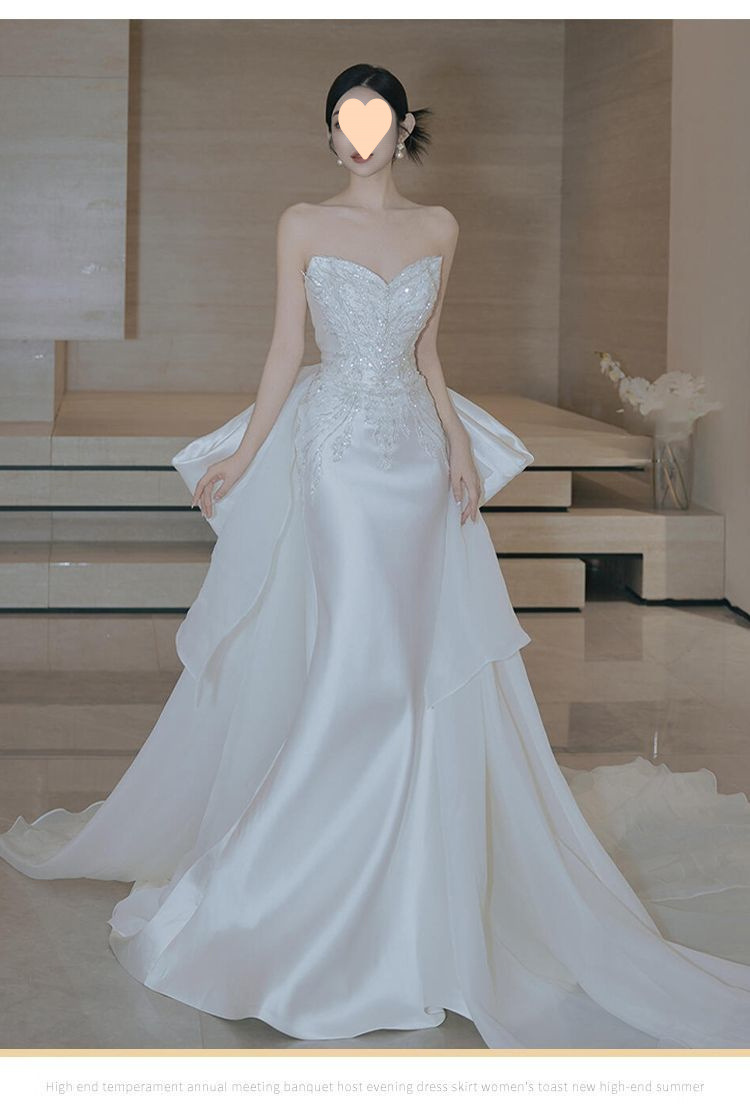 Abito da sposa a sirena in raso stile francese elegante_voghion.com