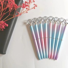 New Macaron Graduated Big Diamond Pen Fashion Fairy Pen Creative Style Plastic Pen High-End Gift Pen Student Pen
