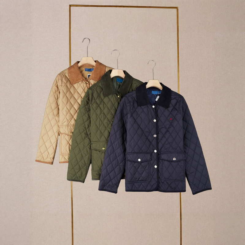 2026 Women's Diamond Quilted Turn-down Collar Thin Cotton Casual Jacket