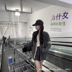 TB正确2025新款慵懒织带毛衣外套女秋冬宽松百搭麻花针织开衫