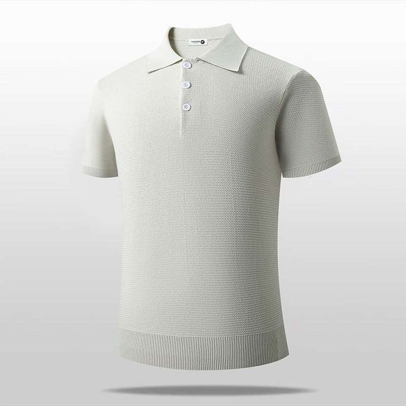 Polo camiseta de punto camiseta de manga corta camiseta de hombre con solapa viejo estilo de negocios texturas de hielo verano fábrica transfronteriza al por mayor