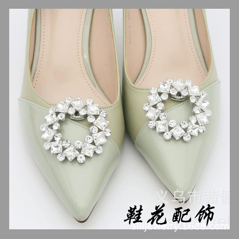 Hebilla de flor de zapato extraíble nupcial transfronteriza hebilla de zapato de cristal decoración de la correa del zapato hebilla redonda hebilla decorativa zapatos de tacón alto Accesorios