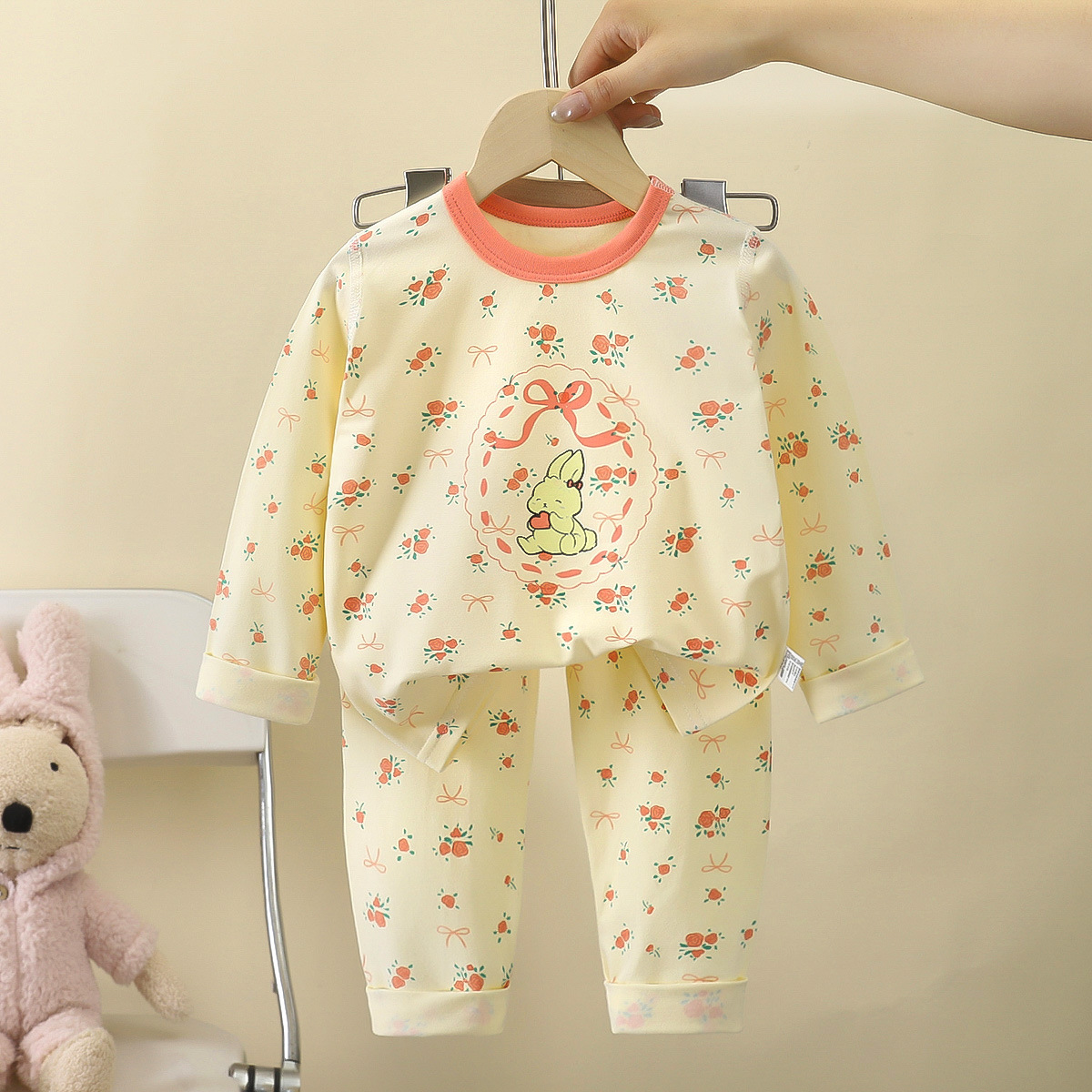 Conjunto de ropa interior infantil para bebé, otoño, nueva ropa de casa para niños, ropa para niñas, pijamas de lycra y algodón, ropa infantil al por mayor