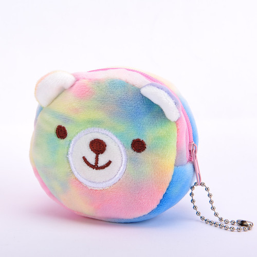 Cross-border new mini colorful three-dimensional round plush coin purse coin bag lipstick data cable portable bag small gift