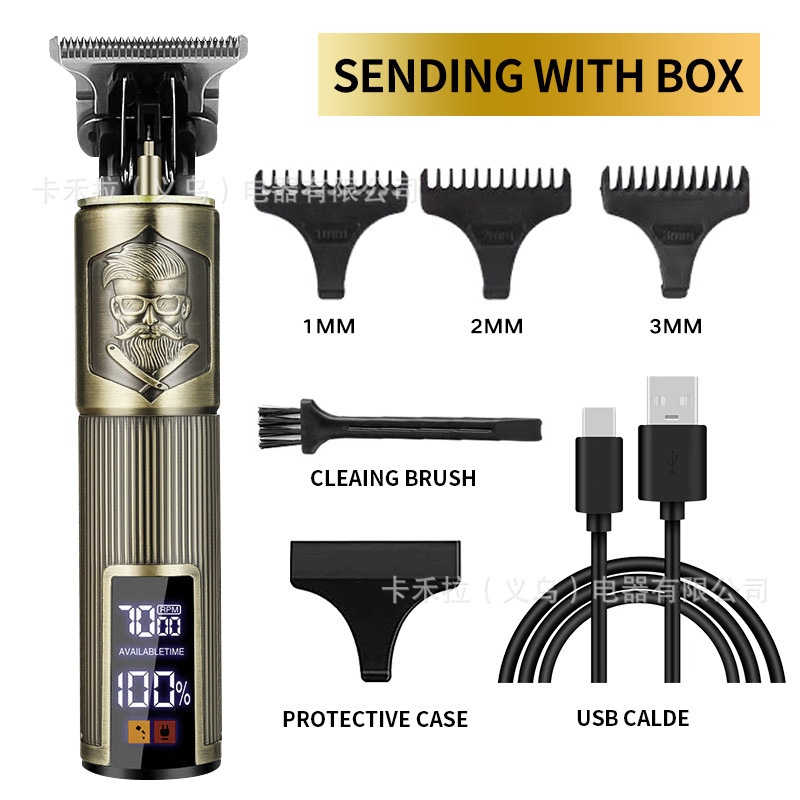 Cortadora de cabello transfronteriza peluquería cortadora de cabello eléctrica aceite cabeza talla maquinilla de afeitar cortadora de cabello Calvo