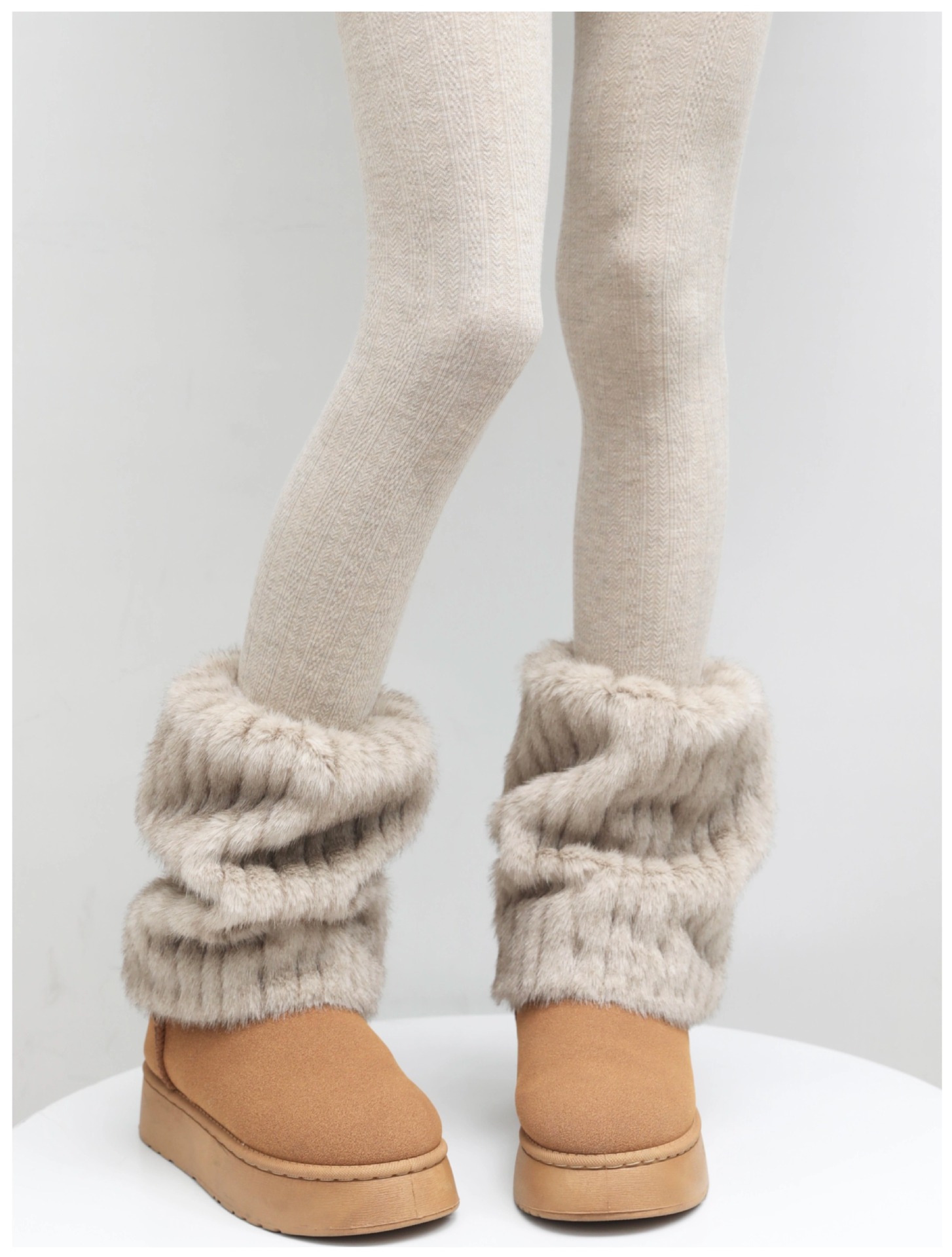 Scaldamuscoli autunnali e invernali per donna, calze spesse e calde, maniche al polpaccio in peluche, stivali da neve in pelliccia di Maillard Y2k_voghion.com