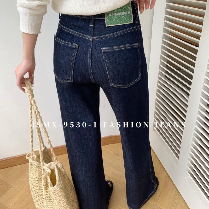 SMX牛仔裤女2025年春夏薄款高腰开叉宽松显瘦普洗蓝阔腿裤9530-1|undefined