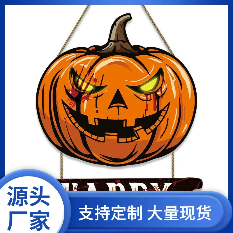 Настенное украшение для спальни и гостиной в виде тыквы и летучей мыши на Хэллоуин, деревянное, для вечеринки в честь Хэллоуина, подвесной знак на дверь