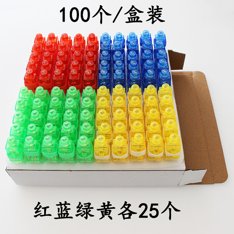 100 boxes of red, blue, green and yellow