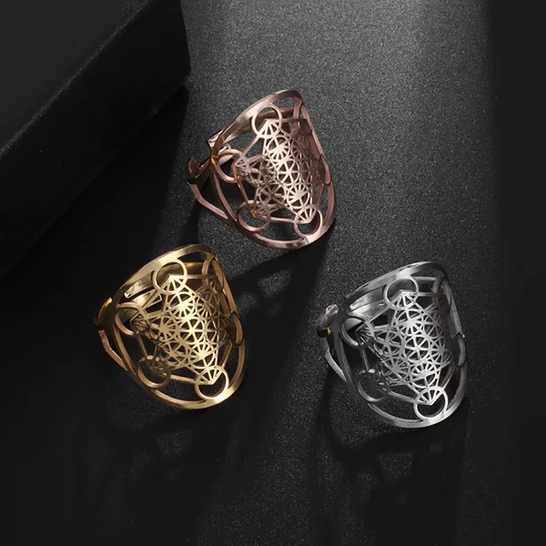 Irish Kate Knot Plain Steel Hollow Geometric Stainless Steel Open Ring Women Banquet Daily Jewelry Gift