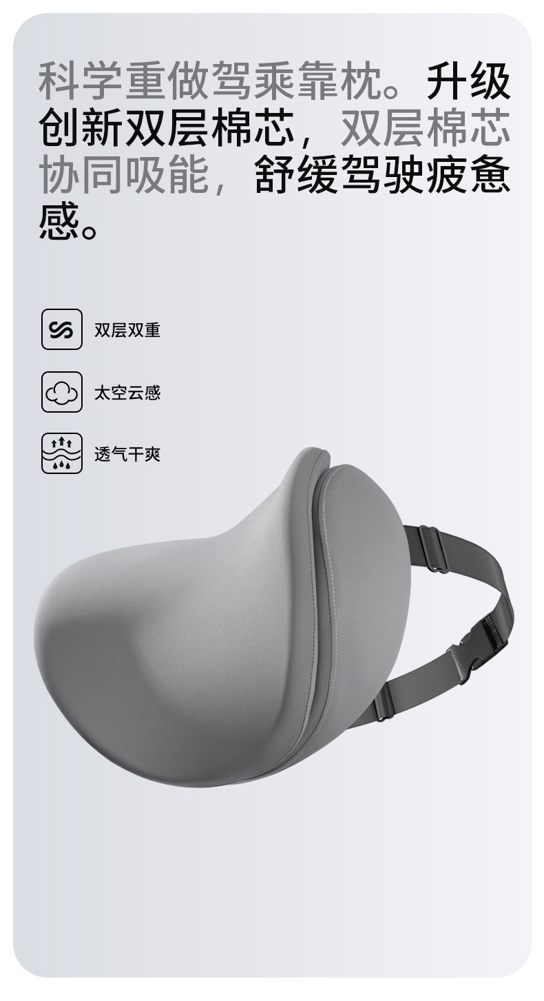 Car Headrest and Lumbar Support Double-Layer High-End Car Pillow Car Cushion Memory Foam Lumbar Support Home Car Supplies
