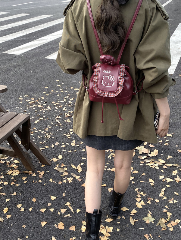 韩版洋气褶皱花边包包女2025新款时尚ins少女背包百搭质感双肩包|undefined