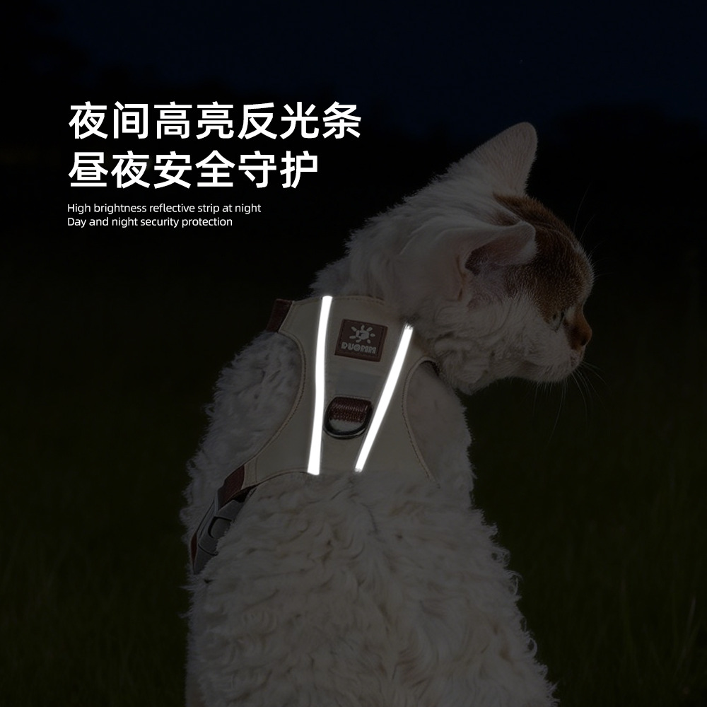 ligero cinturón de pecho para gatos proceso de plegado suave cómodo noche brillante a prueba de luz anti-desprendimiento cuerda de tracción para gatos