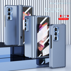 三星zfold5手機殼FOLD5純色磁吸鉸鏈摺疊保護套5G全包防摔殼適用