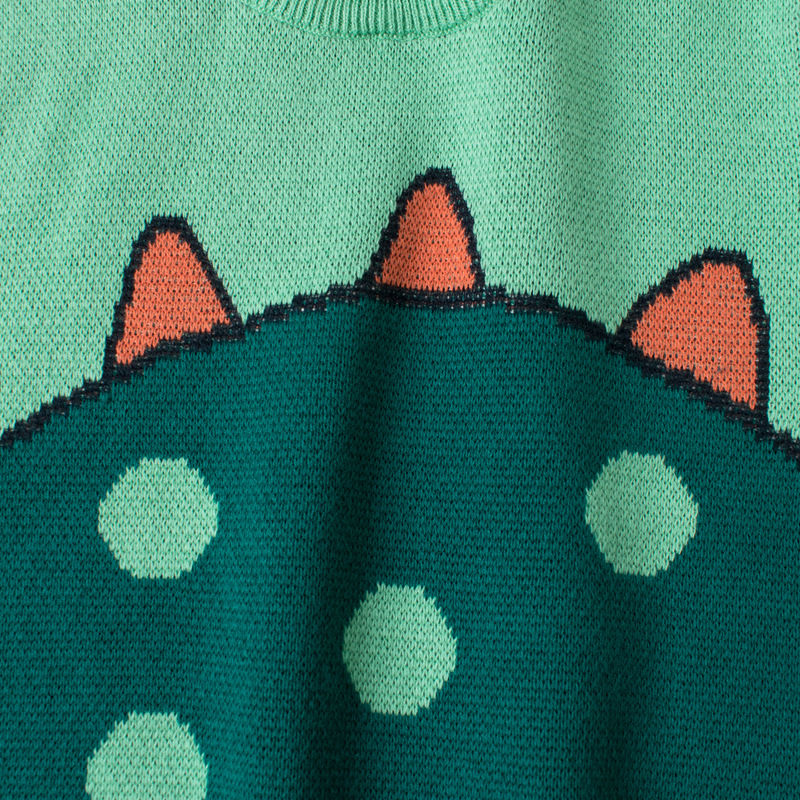 Versión coreana de la nueva ropa para niños, niños, suéteres para niños, jersey de punto de dinosaurio tridimensional de dibujos animados, ropa de lana