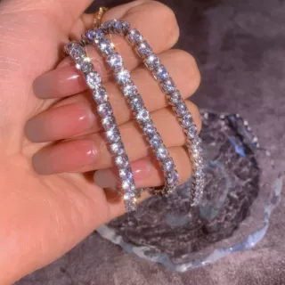 欧美嘻哈铜镶锆石一排项链INS简约网球链多规格Tennis Chain 4mm