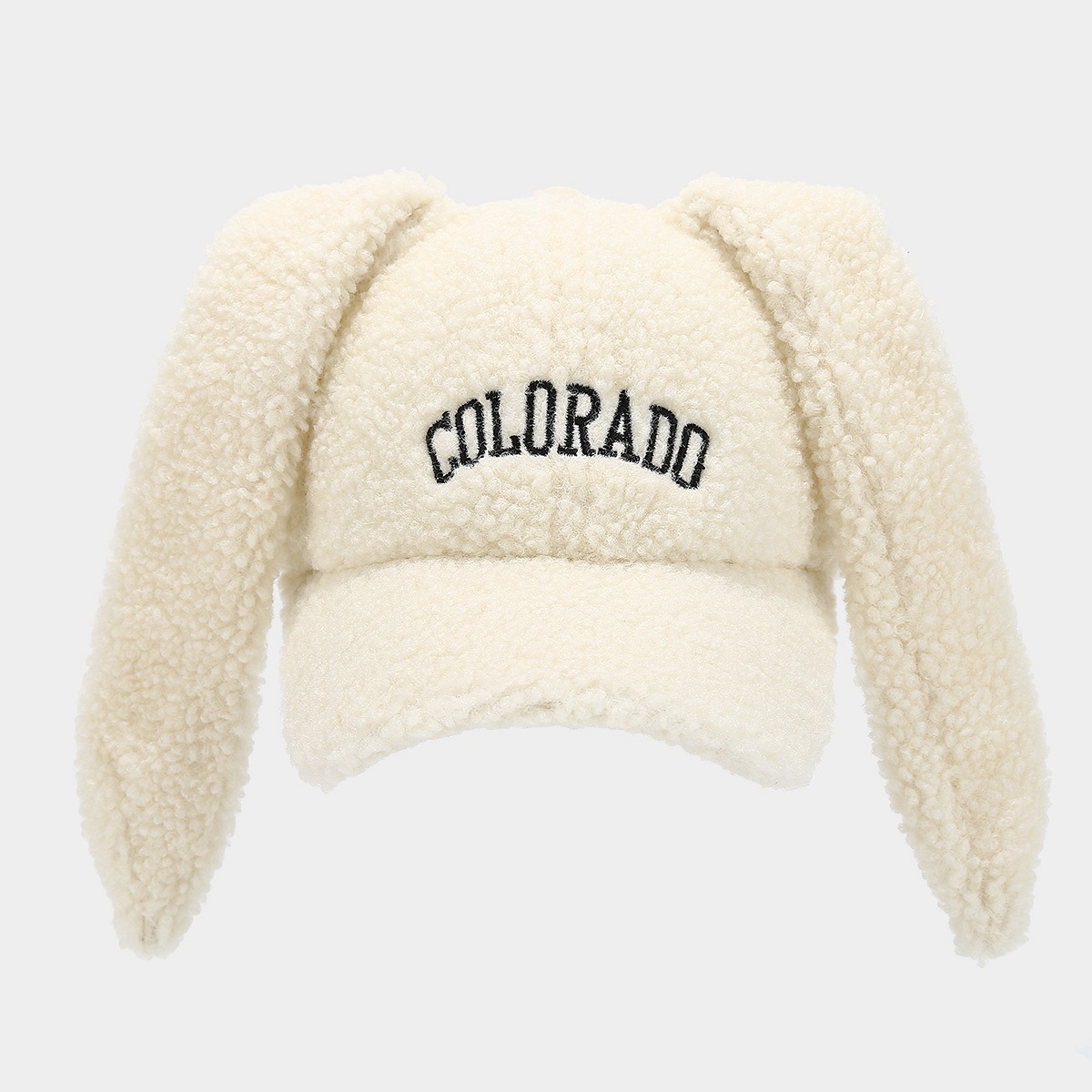 Líderes de moda de moda bordadas letras de peluche gorra de béisbol de peluche orejas de conejo adorables gorra de invierno
