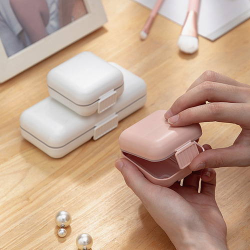 Portable desktop jewelry storage box mini cute earring jewelry box necklace ring plastic compartment storage box