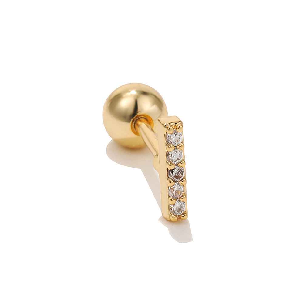 2g Weight Zircon Inlay Material Cartilage earrings Classification Holiday Occasion Brass Material Triangle, Geometric Pattern Women'S Gender Simple Style Style White, Gold Color Simple Style Triangle Geometric Brass Zircon Cartilage Earrings 7