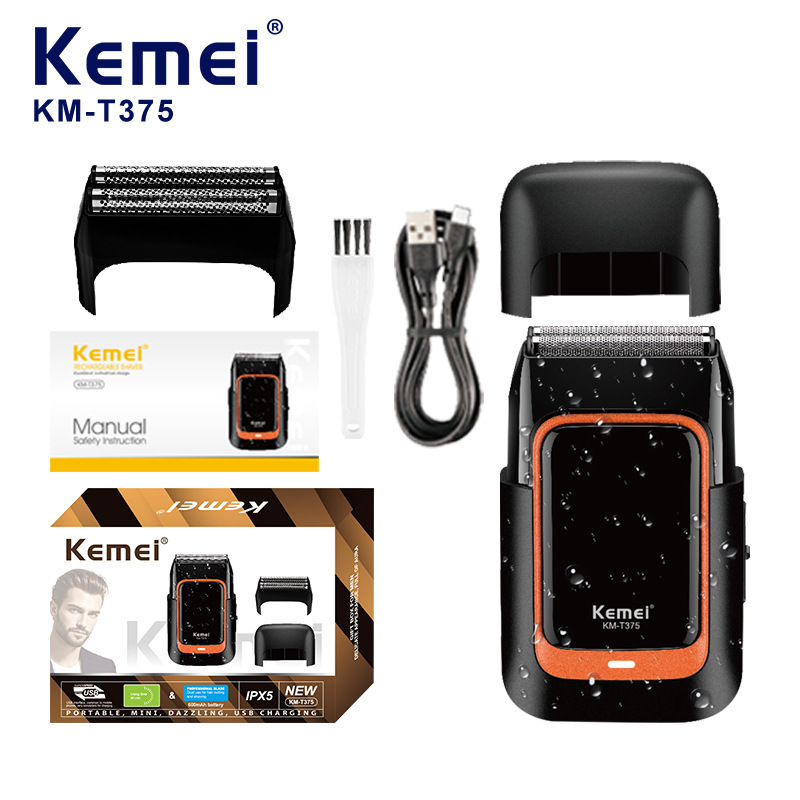 Afeitadora Eléctrica Kemei KM-T375, Maquinilla de Afeitar Eléctrica para Uso Doméstico, Recortadora de Barba Recíproca Ultra Limpia