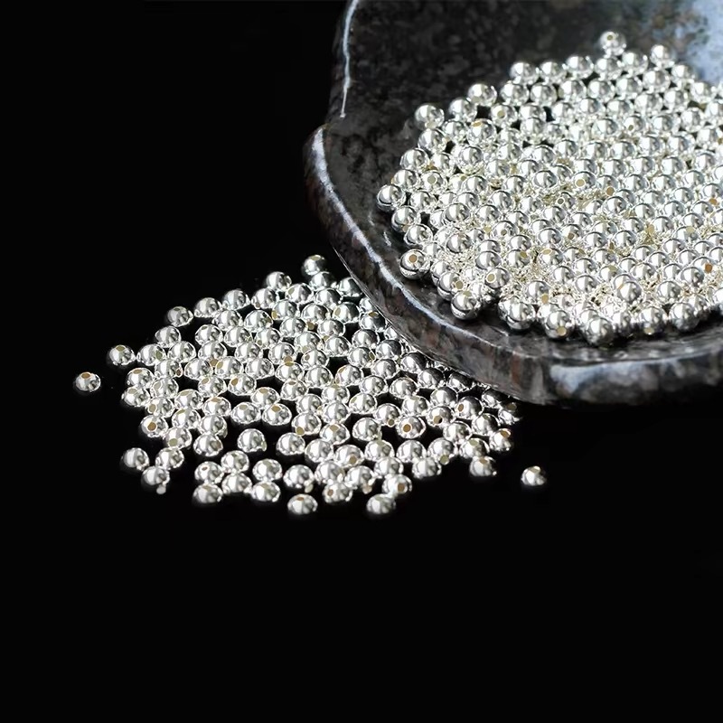 S925 Pure Silver Polished Beads by the Gram, Loose Beads for Bracelets and Necklaces, DIY Semi-Finished Beads, Plain Beads
