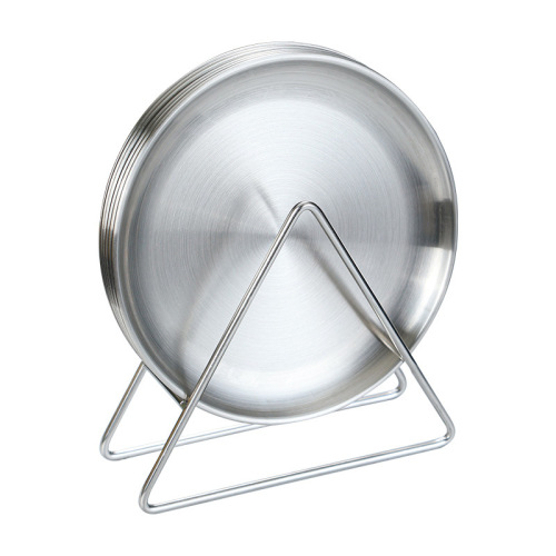 Korean stainless steel round plate golden bone plate set with storage rack bone plate snack plate iron plate